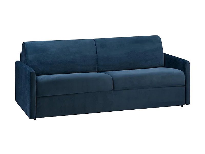 Schlafsofa 4-Sitzer - Liegefläche mit Lattenrost mit breiten Latten: 160 cm - Matratze: 14 cm - Samt - Dunkelblau - CALIFE