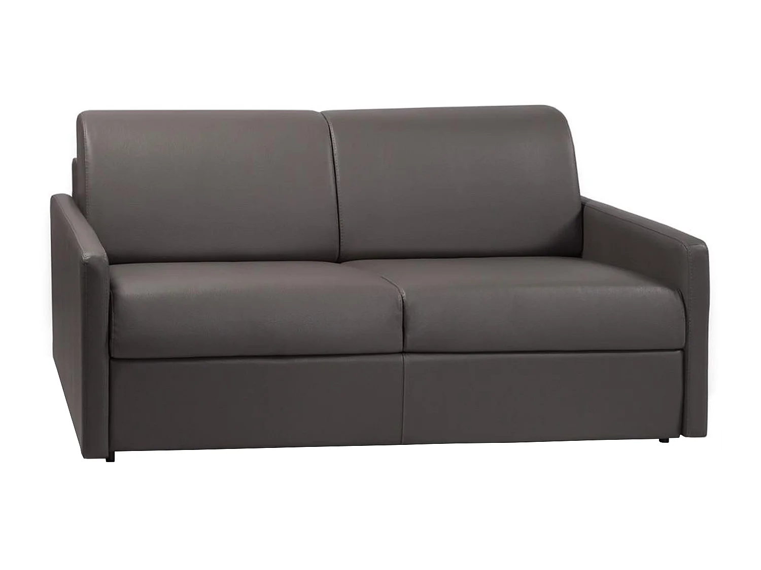 Sofá cama de 3 plazas tipo italiano de piel sintética CALIFE - Gris - Somier de láminas de 140 cm - Colchón de 18 cm