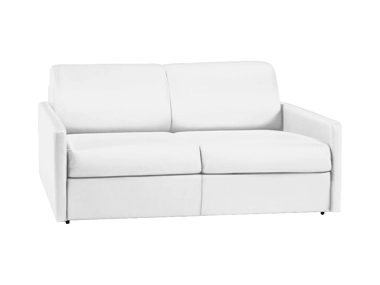 3-seters soveklar med hvit kunstskinn - Bred ribbet sengeramme 140 cm - 18 cm madrass CALIFE