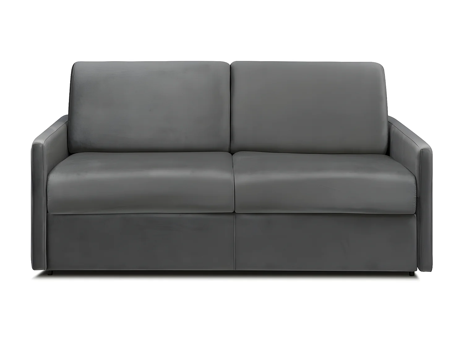Canapé 3 places convertible express en velours gris anthracite - Couchage à lattes larges 140 cm - Matelas 18 cm CALIFE