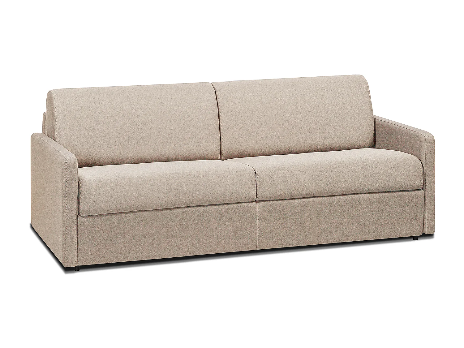 Canapé 4 places convertible express en tissu beige - Couchage à lattes larges 160 cm - Matelas 18 cm CALIFE