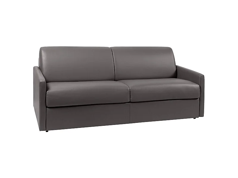 Schlafsofa 4-Sitzer - Liegefläche mit Lattenrost mit breiten Latten: 160 cm - Matratze: 18 cm - Kunstleder - Grau - CALIFE