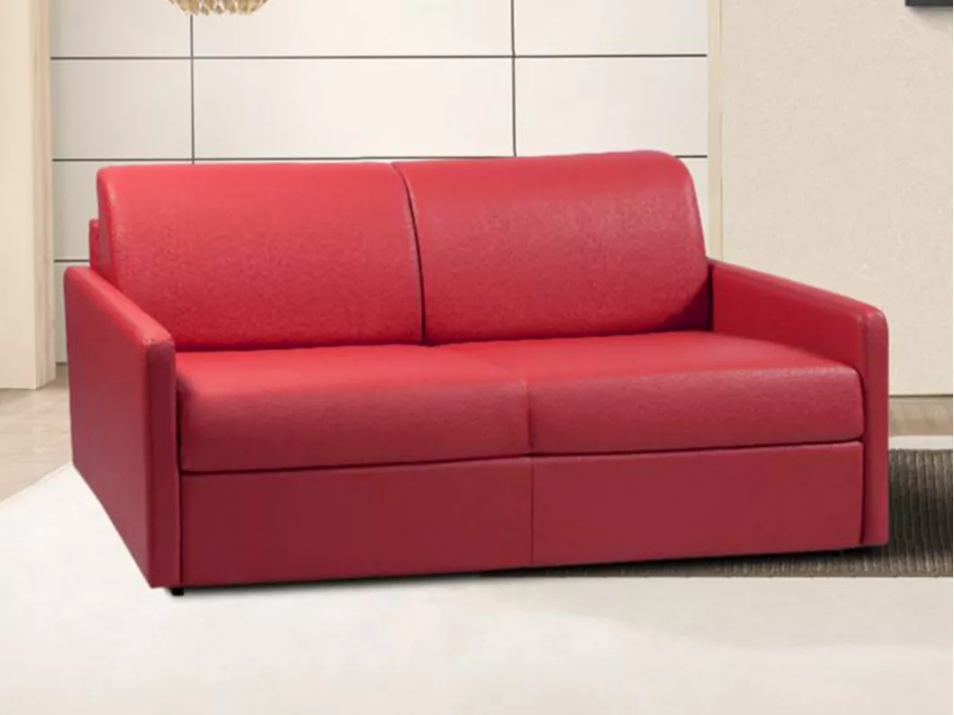 Kauf Unique Schlafsofa 4-Sitzer - Liegefläche mit Lattenrost mit breiten Latten: 160 cm - Matratze: 18 cm - Kunstleder - Rot - CALIFE