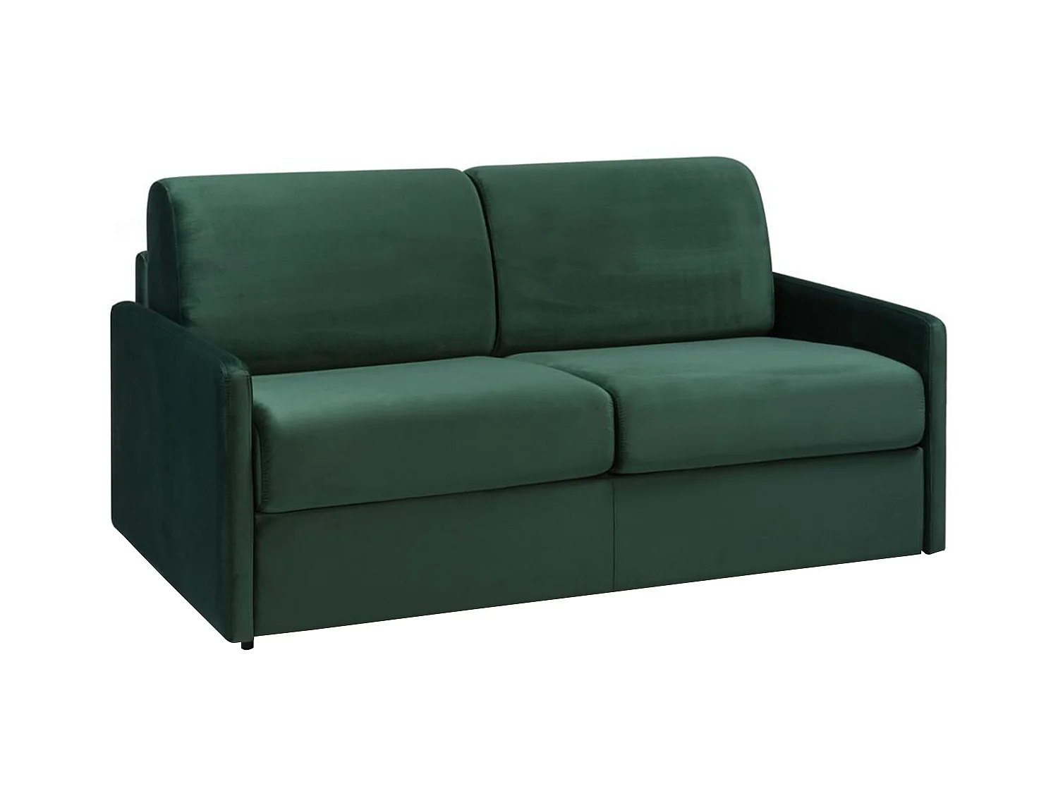 Canapé 4 places convertible express en velours vert sapin - Couchage à lattes larges 160 cm - Matelas 18 cm CALIFE