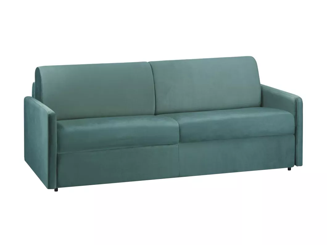 Kauf Unique Schlafsofa 4-Sitzer - Liegefläche mit Lattenrost mit breiten Latten: 160 cm - Matratze: 18 cm - Samt - Minzgrün - CALIFE