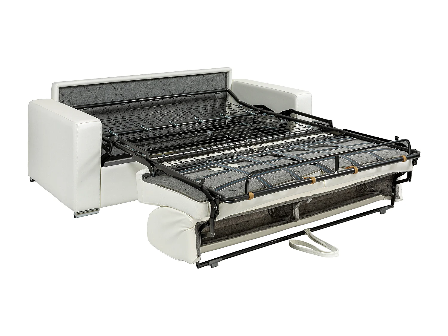 Canapé 3 places convertible express en simili blanc - Couchage 140 cm - Matelas 14 cm CALITO