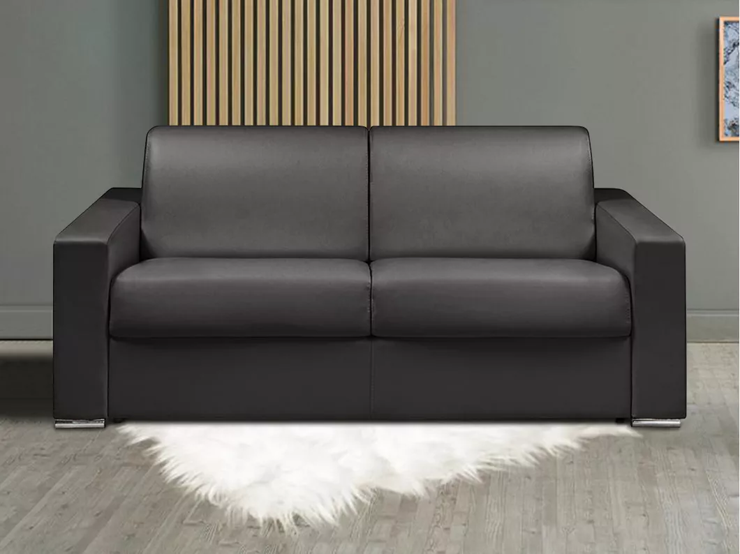 Kauf Unique Schlafsofa mit Matratze 3-Sitzer - Liegefläche: 140 cm - Matratzenhöhe: 14 cm - Kunstleder - Schwarz - CALITO