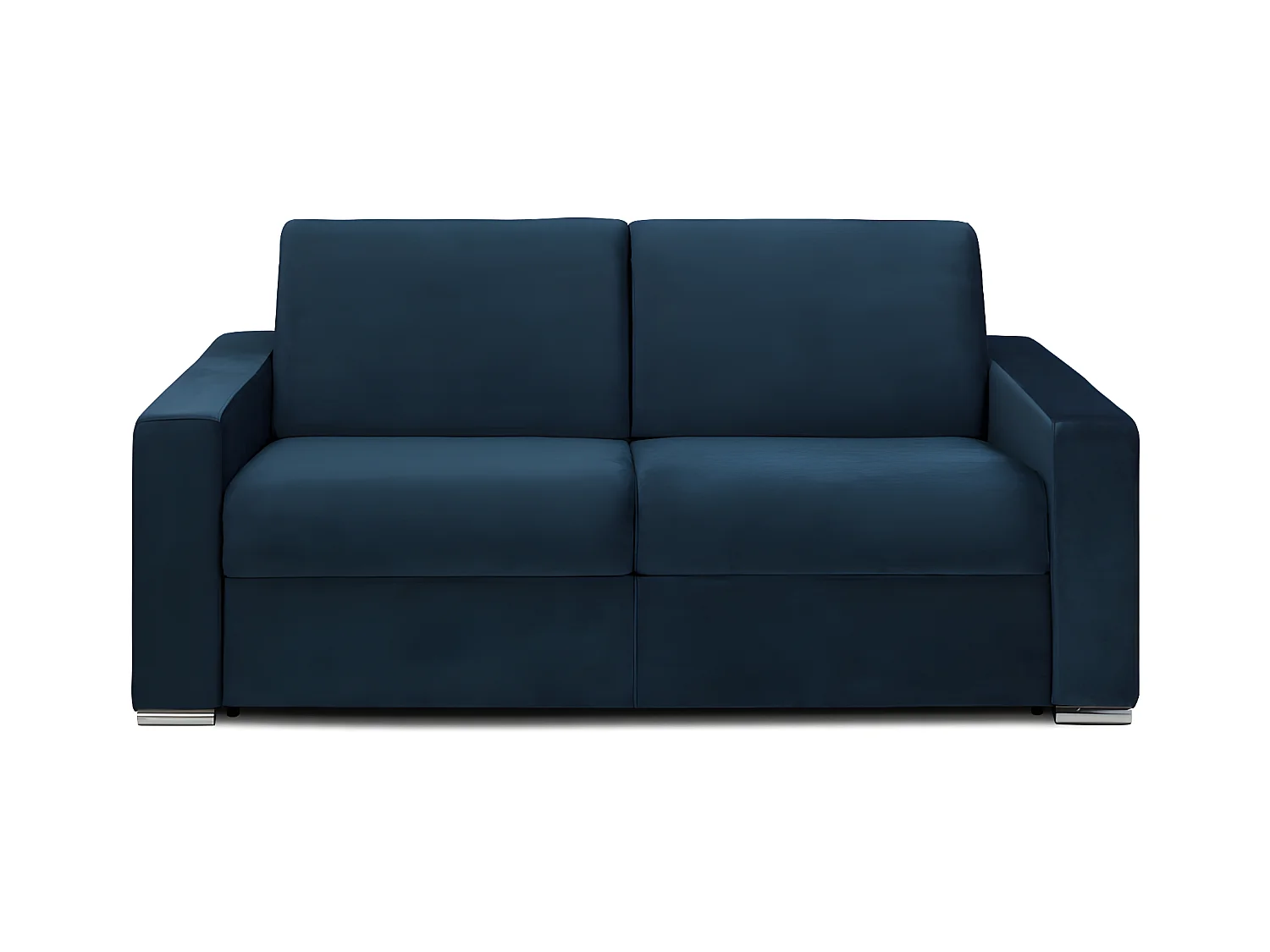 Canapé 3 places convertible express en velours bleu nuit - Couchage 140 cm - Matelas 14 cm CALITO