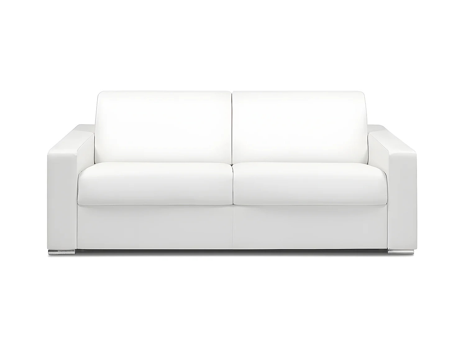 Sofá cama de 4 plazas tipo italiano de piel sintética CALITO - Blanco - Cama de 160 cm - Colchón de 14 cm