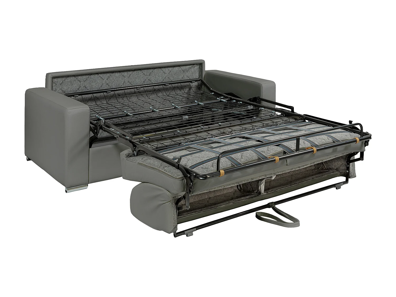 Canapé 4 places convertible express en simili gris- Couchage 160 cm - Matelas 14 cm CALITO