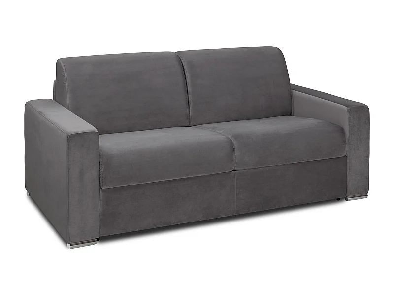 Kanapa 4-osobowa z ekspresowym mechanizmem rozkładania z weluru CALITO - Antracytowy - Wymiary miejsca do spania: 160 cm - Materac 14 cm