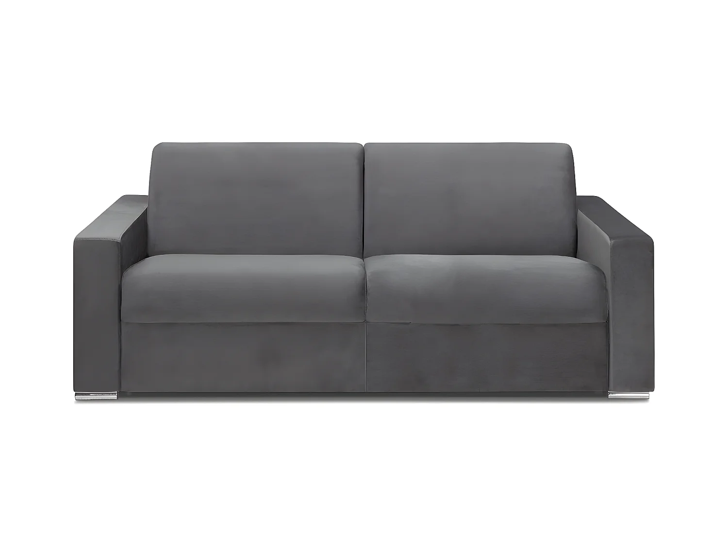 Canapé 4 places convertible express en velours anthracite - Couchage 160 cm - Matelas 14 cm CALITO
