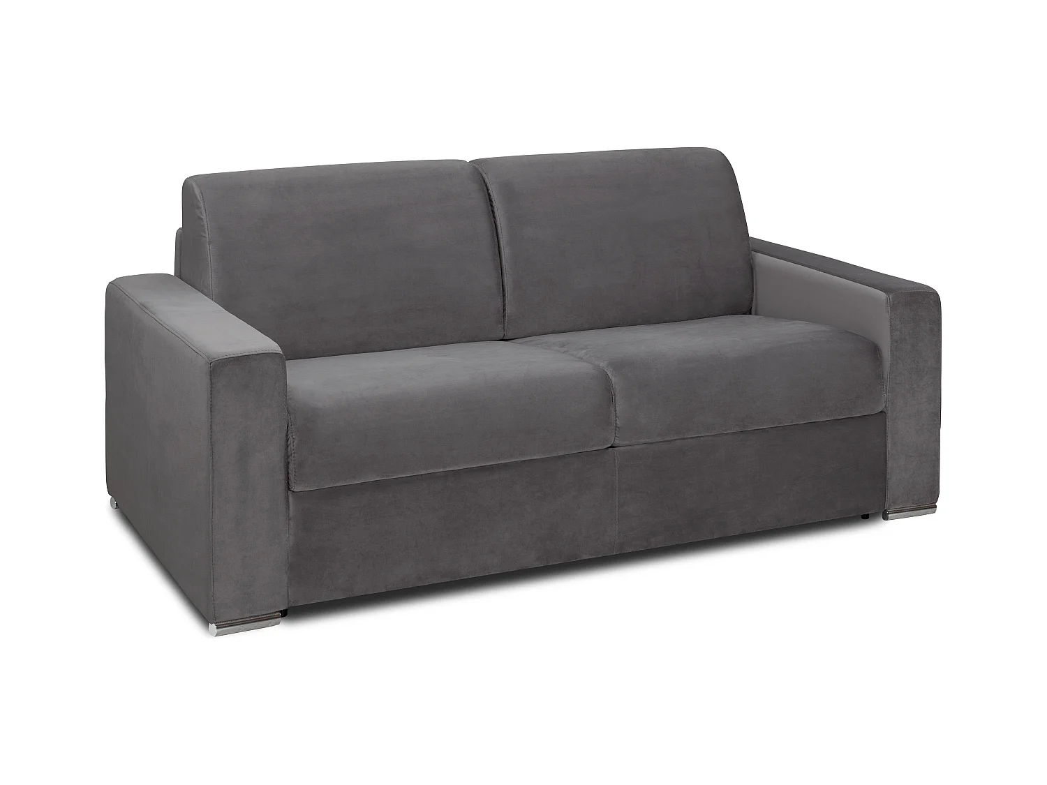 4-seters uttrekkbar sovesofa i antrasitt velur - Liggeflate 160 cm - 14 cm madrass CALITO