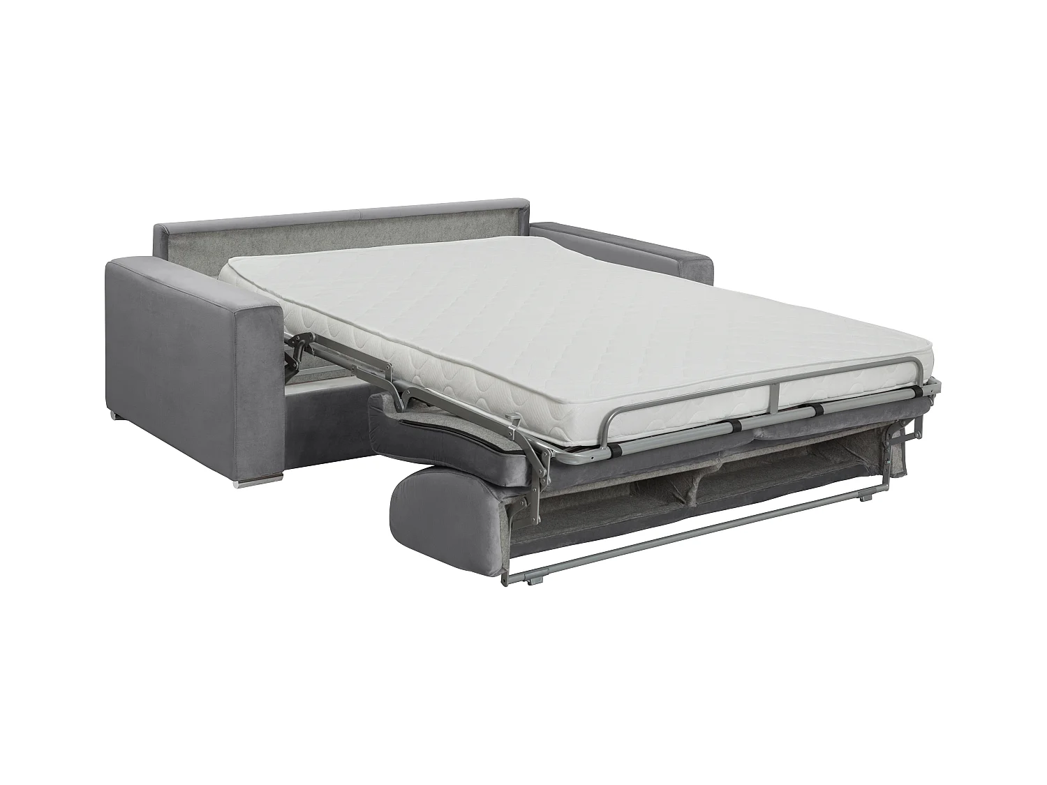 4-seters uttrekkbar sovesofa i antrasitt velur - Liggeflate 160 cm - 14 cm madrass CALITO