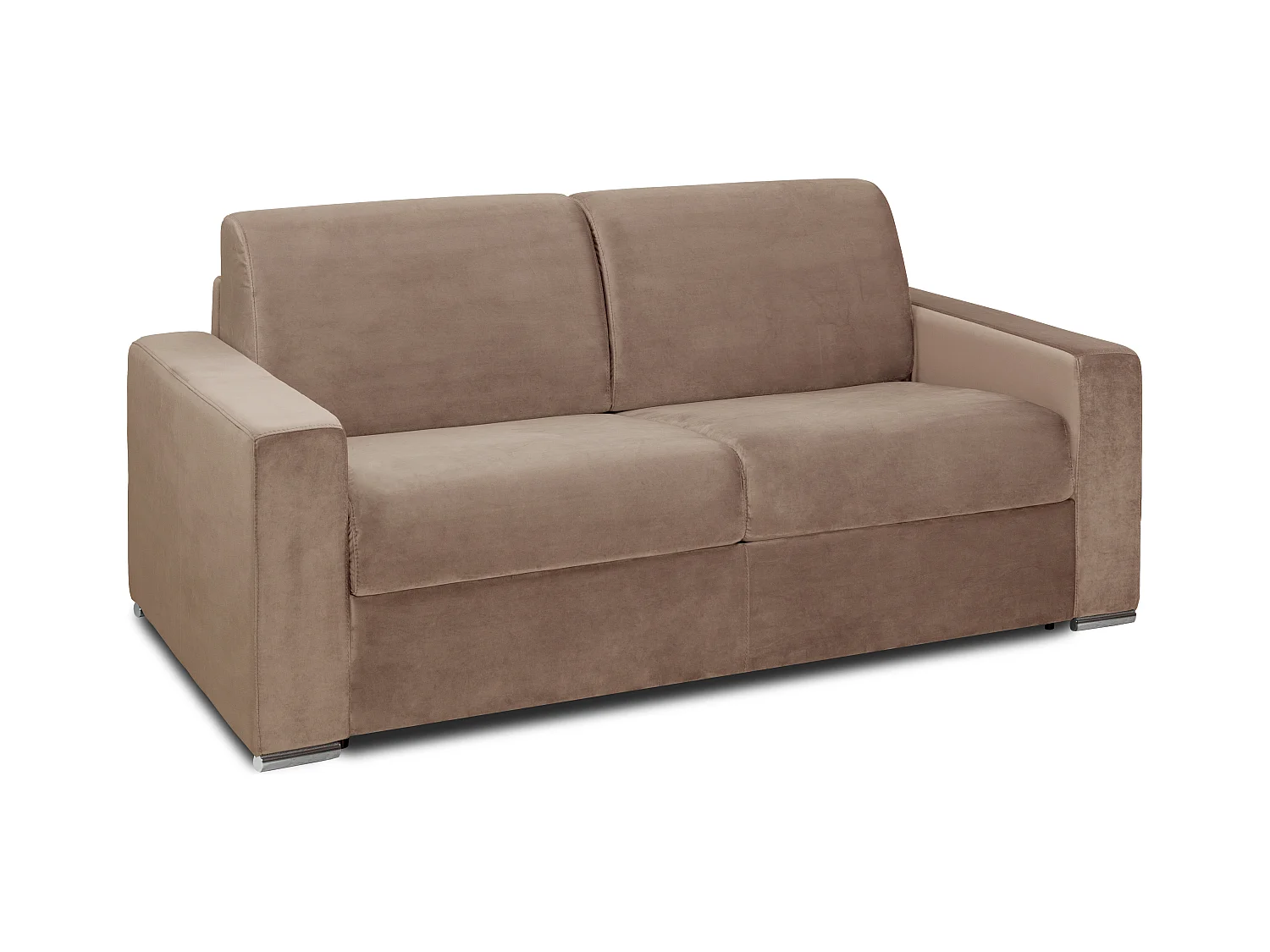 Schlafsofa mit Matratze 4-Sitzer - Liegefläche: 160 cm - Matratzenhöhe: 14 cm - Samt - Beige - CALITO
