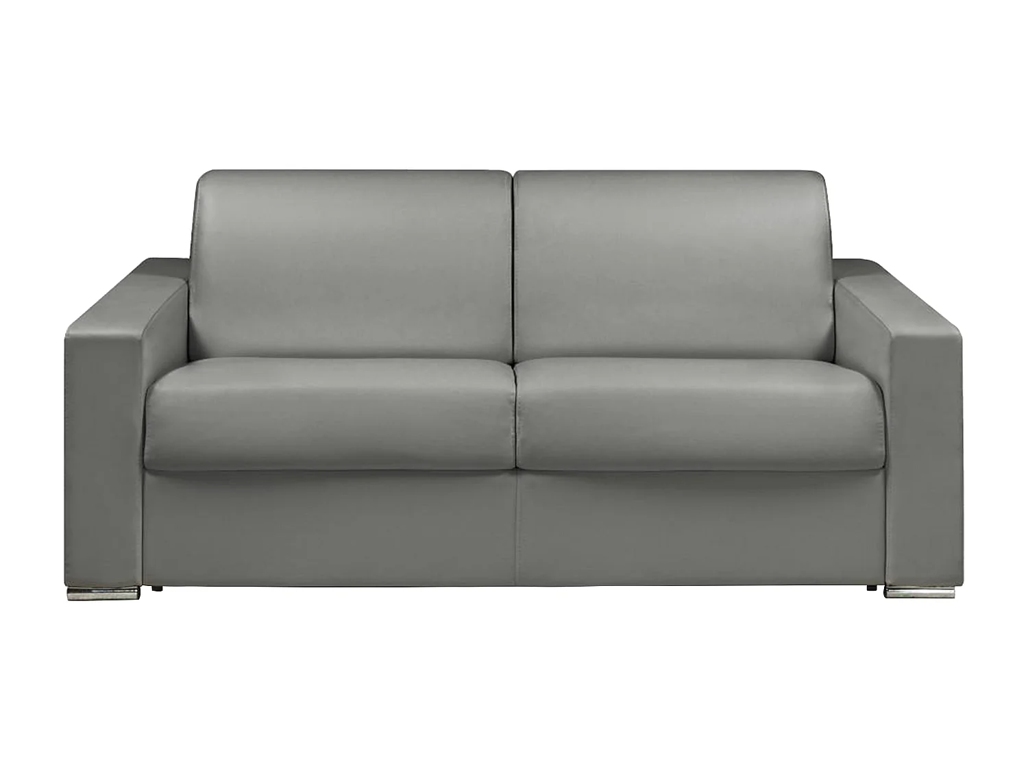 Sofá cama de 3 plazas tipo italiano de piel sintética CALITO - Gris - Cama de 140 cm - Colchón de 18 cm