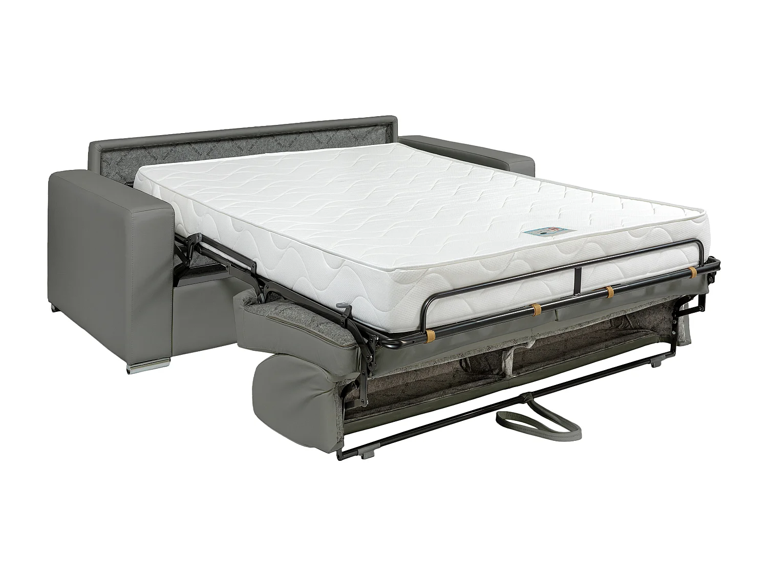 Canapé 3 places convertible express en simili gris - Couchage 140 cm - Matelas 18 cm CALITO