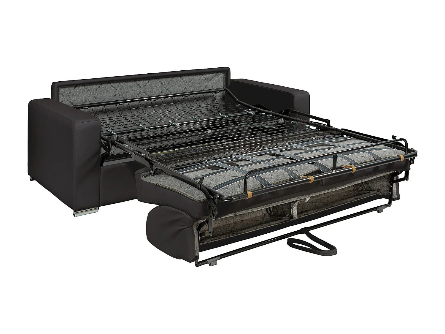 Canapé 3 places convertible express en simili noir - Couchage 140 cm - Matelas 18 cm CALITO