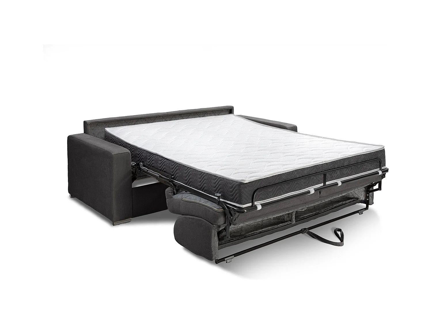 Kanapa 3-osobowa z ekspresowym mechanizmem rozkładania z tkaniny CALITO - Antracytowy - Wymiary miejsca do spania: 140 cm - Materac 18 cm