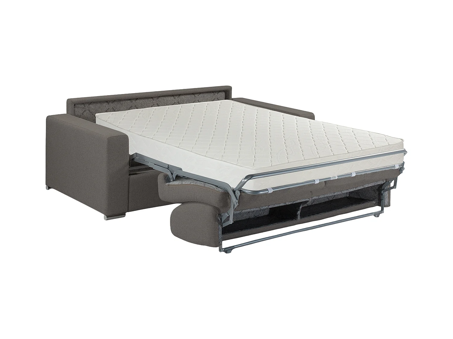 Express-driezitsslaapbank van blauwe stof voor 3 personen - Bed 140 cm - Matras 18 cm, CALITO