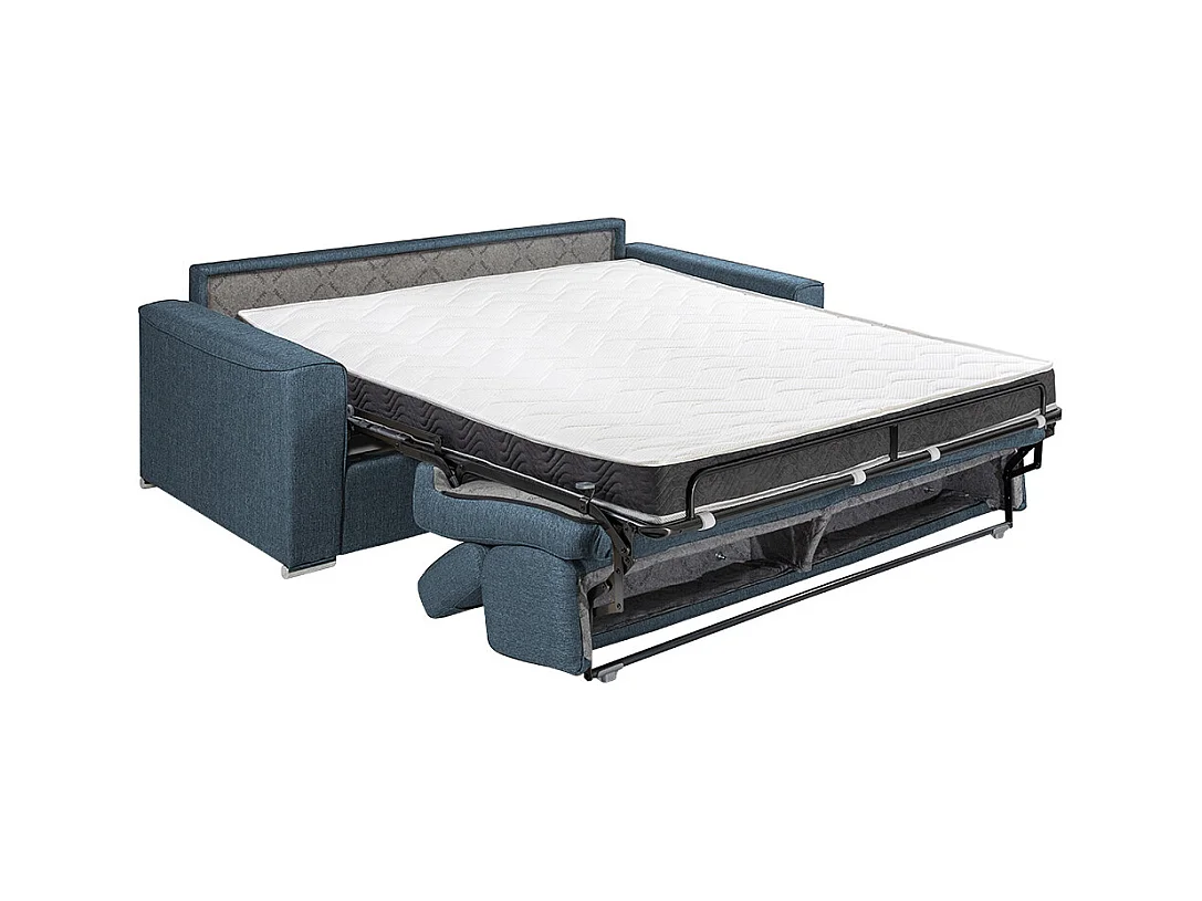Divano letto 3 posti ribalta memory foam - Posto letto:140cm Materasso:14cm Tessuto Blu - VIZIR