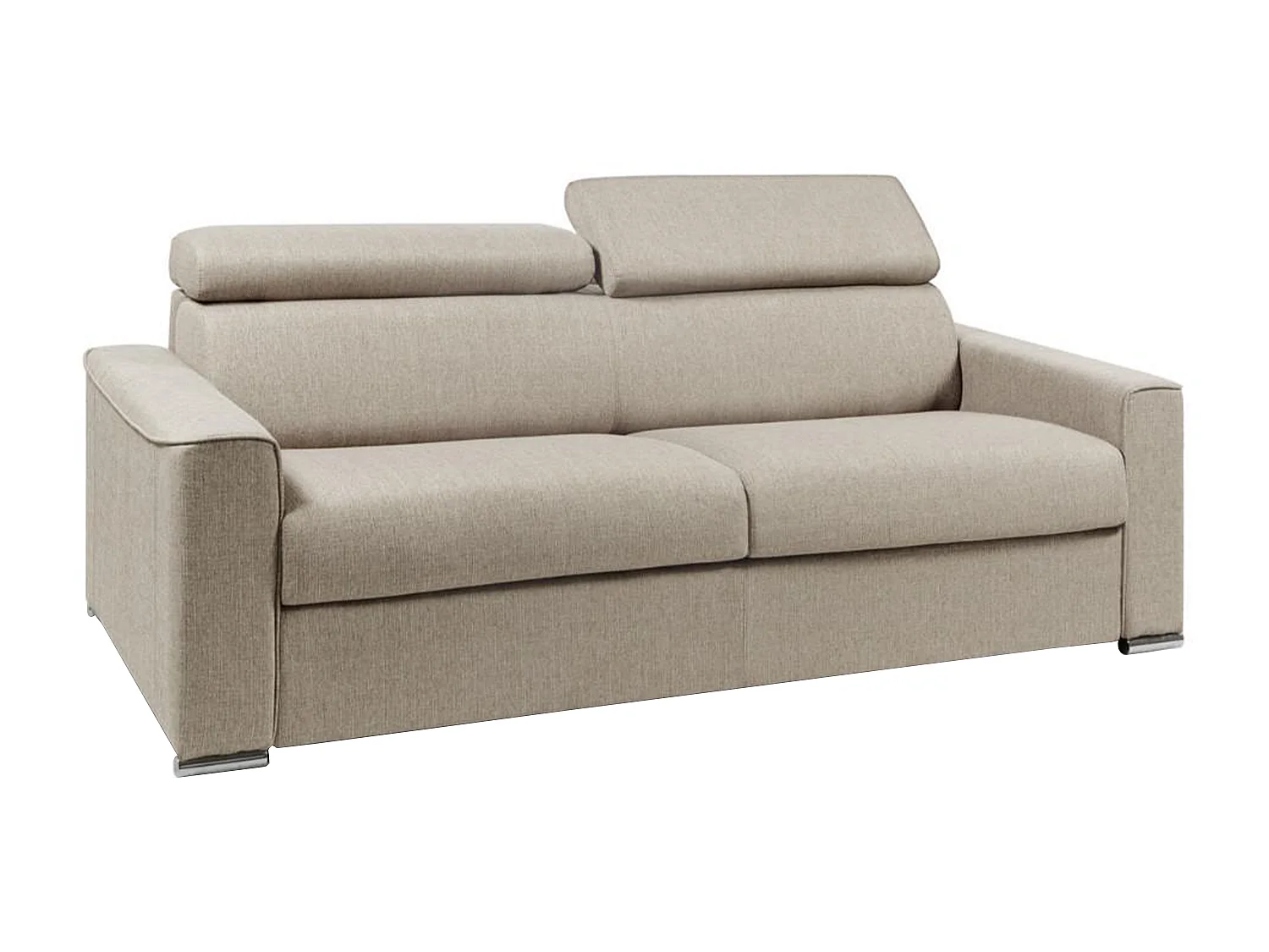 4-seters sovesofa med hurtigmekanisme i beige stoff - sovemål 160 cm - 14 cm madrass med formminne VIZIR