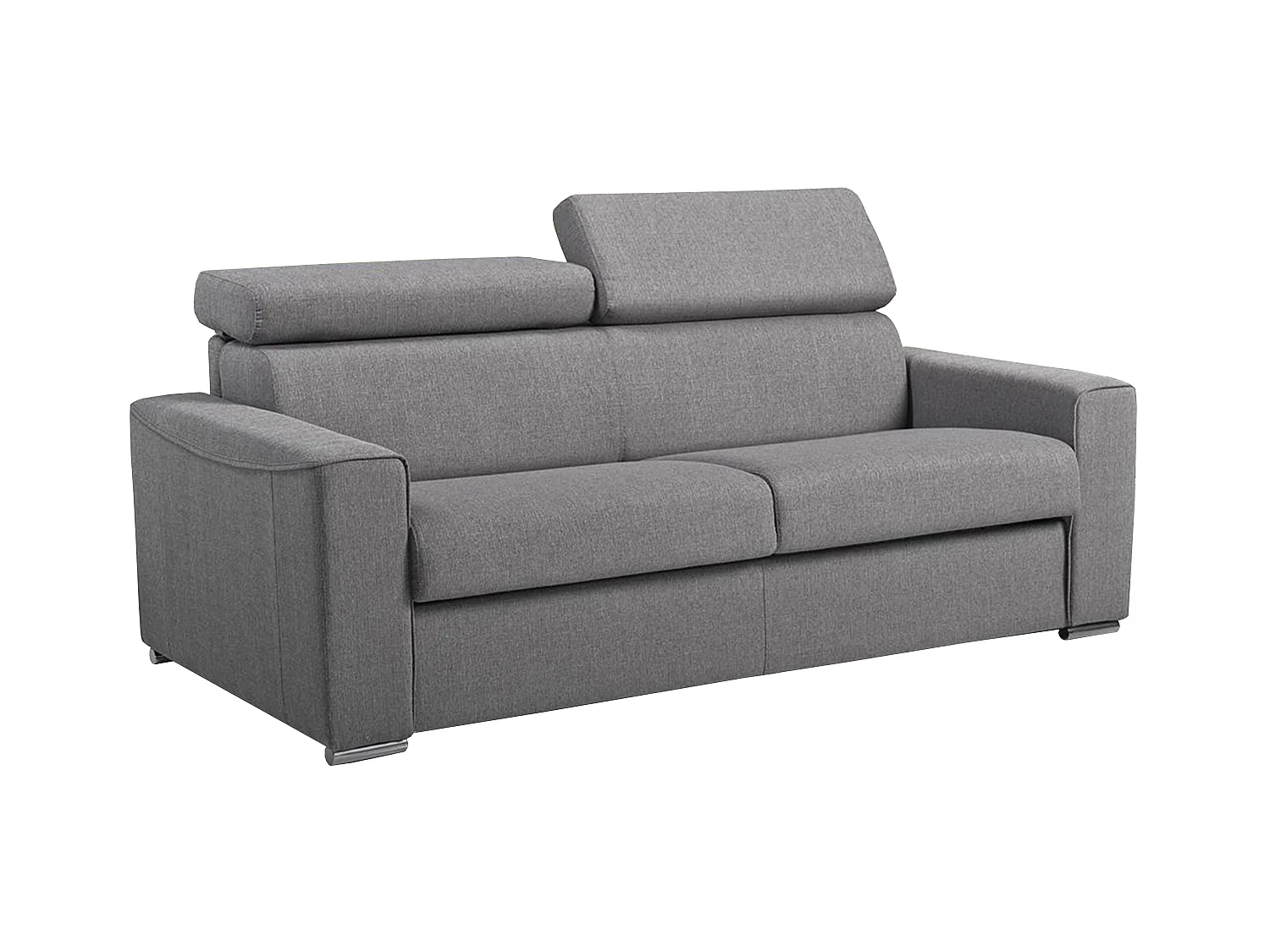 3-seters sovesofa med sjeselong i grått stoff - 140 cm soveflate - VIZIR 18 cm memory skummadrass