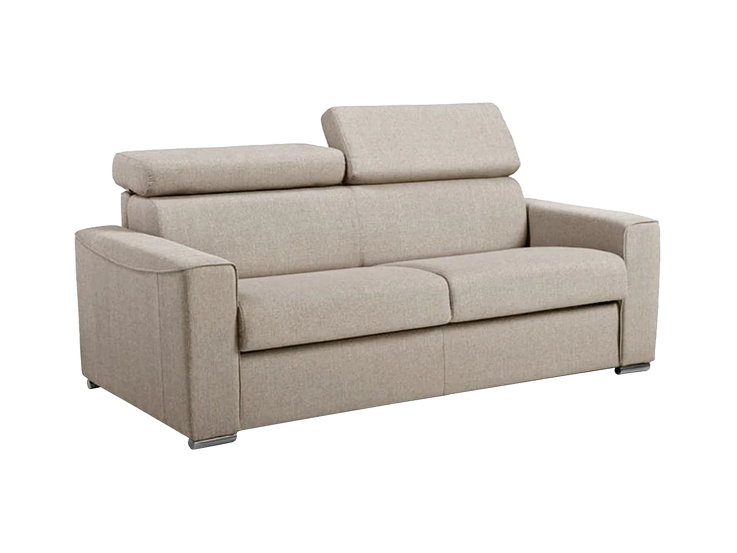 Canapé 3 places convertible express en tissu beige - couchage 140 cm - Matelas 18 cm avec mémoire de forme VIZIR