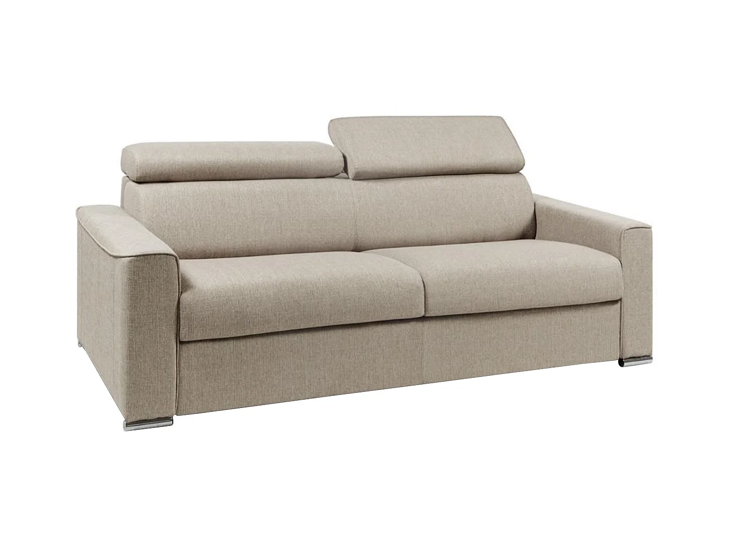 Canapé 4 places convertible express en tissu beige - couchage lattes larges 160 cm - Matelas 18 cm avec mémoire de forme VIZIR