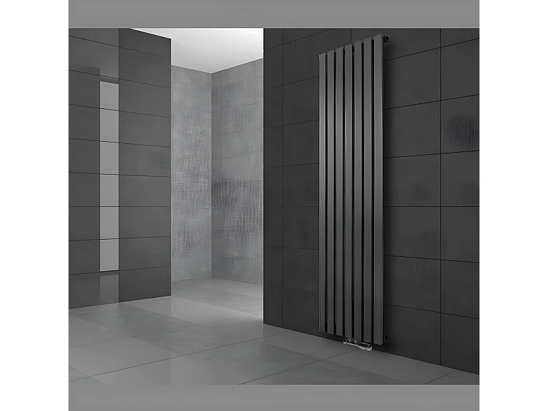 Radiatore da bagno Stella 480x1400 mm antracite con attacco a parete