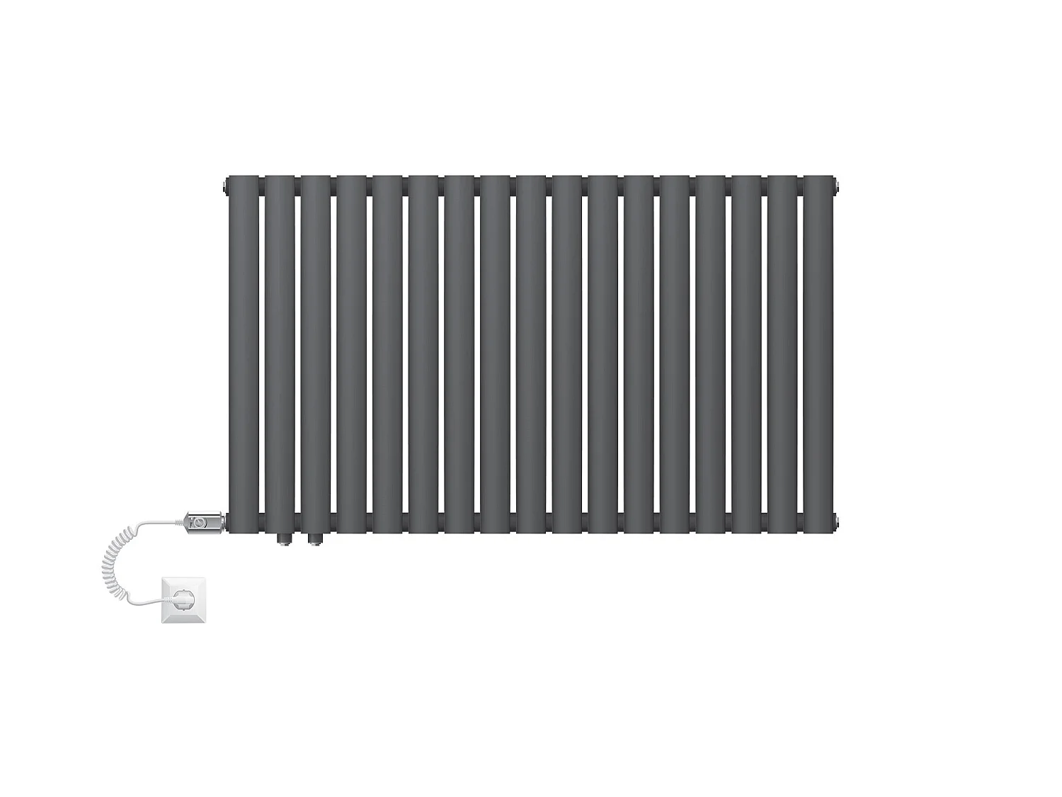 Radiador monocapa tubo ovalado antracita 1020x600mm con varilla calefactora 300W
