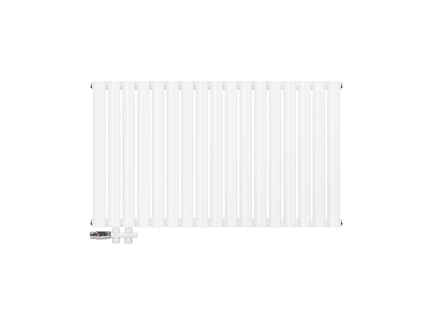 Radiateur blanc double couche raccord à gauche au sol traversante 1020 x 600 mm