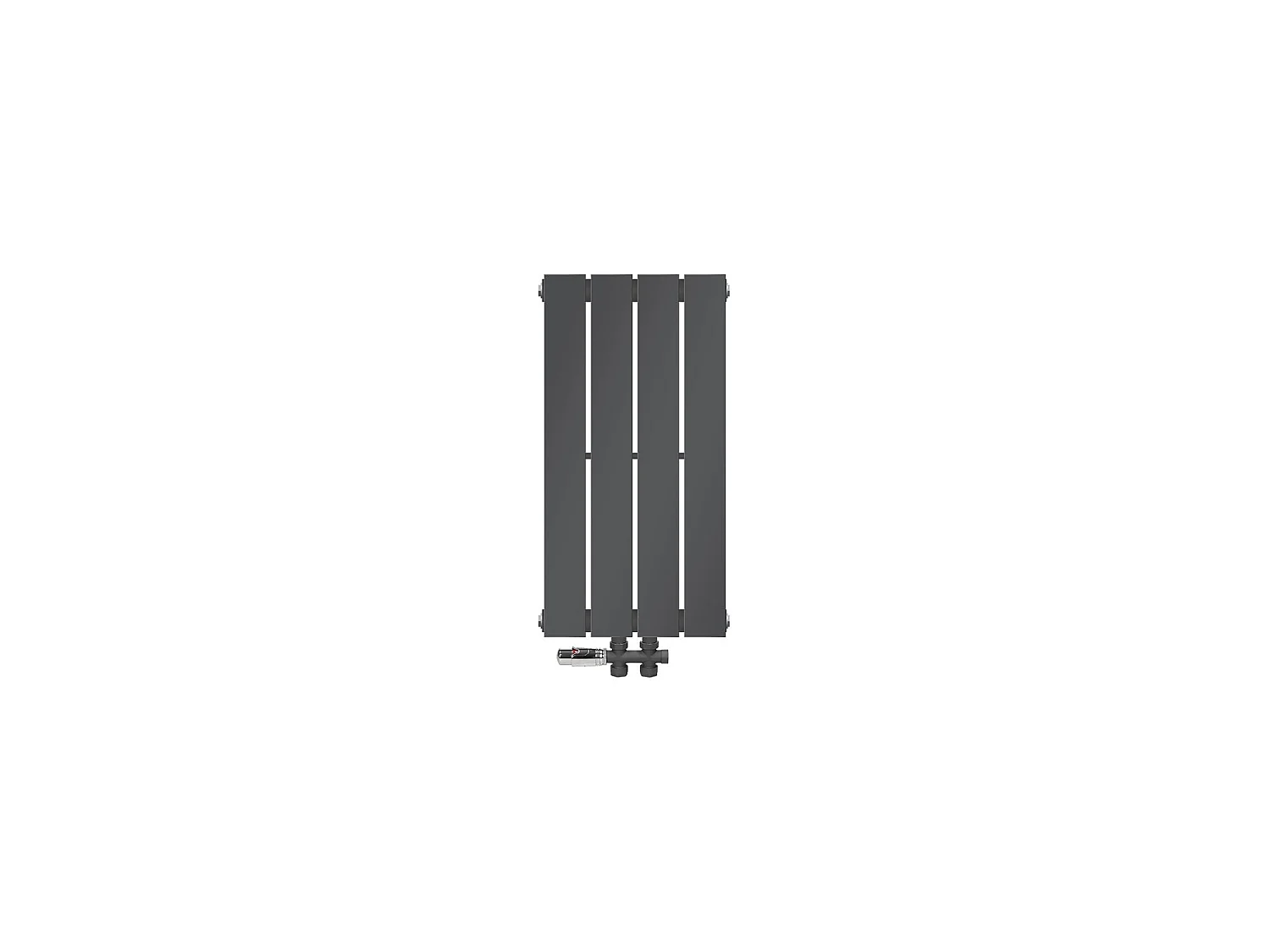 Radiateur anthracite avec raccord central au sol version traversante 300x600 mm