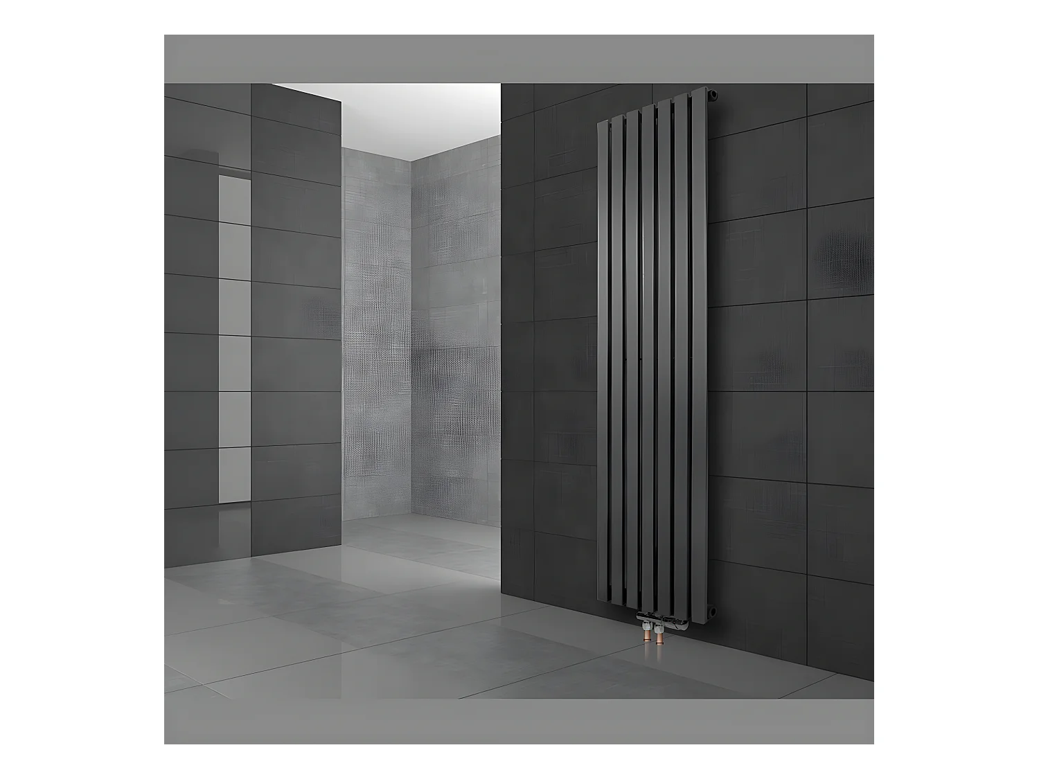 Radiateur de salle de bains Stella 370x1400 mm anthracite avec sol Garniture de raccordement