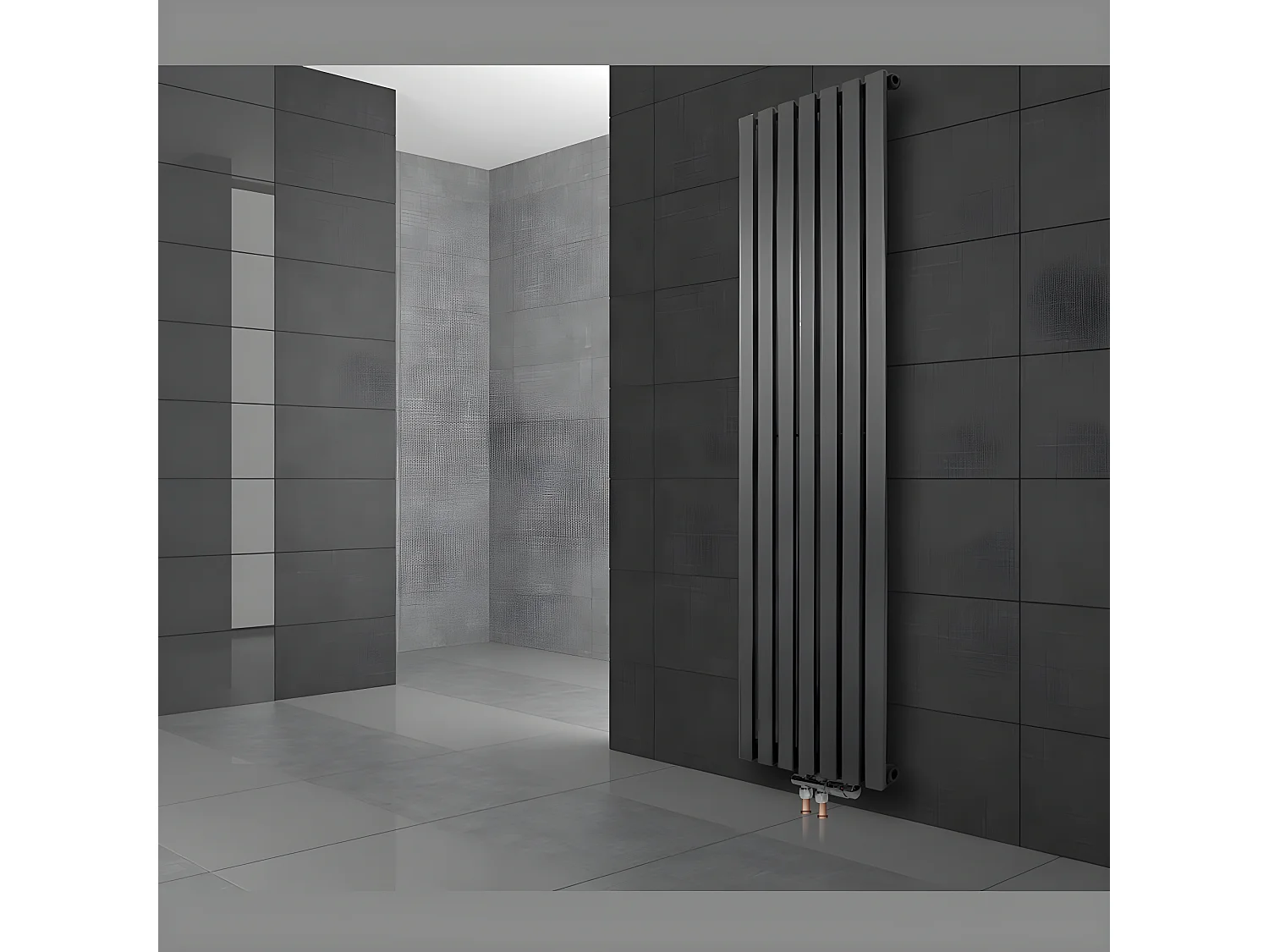 Radiateur de salle de bains Stella 370x1400 mm anthracite avec sol Garniture de raccordement