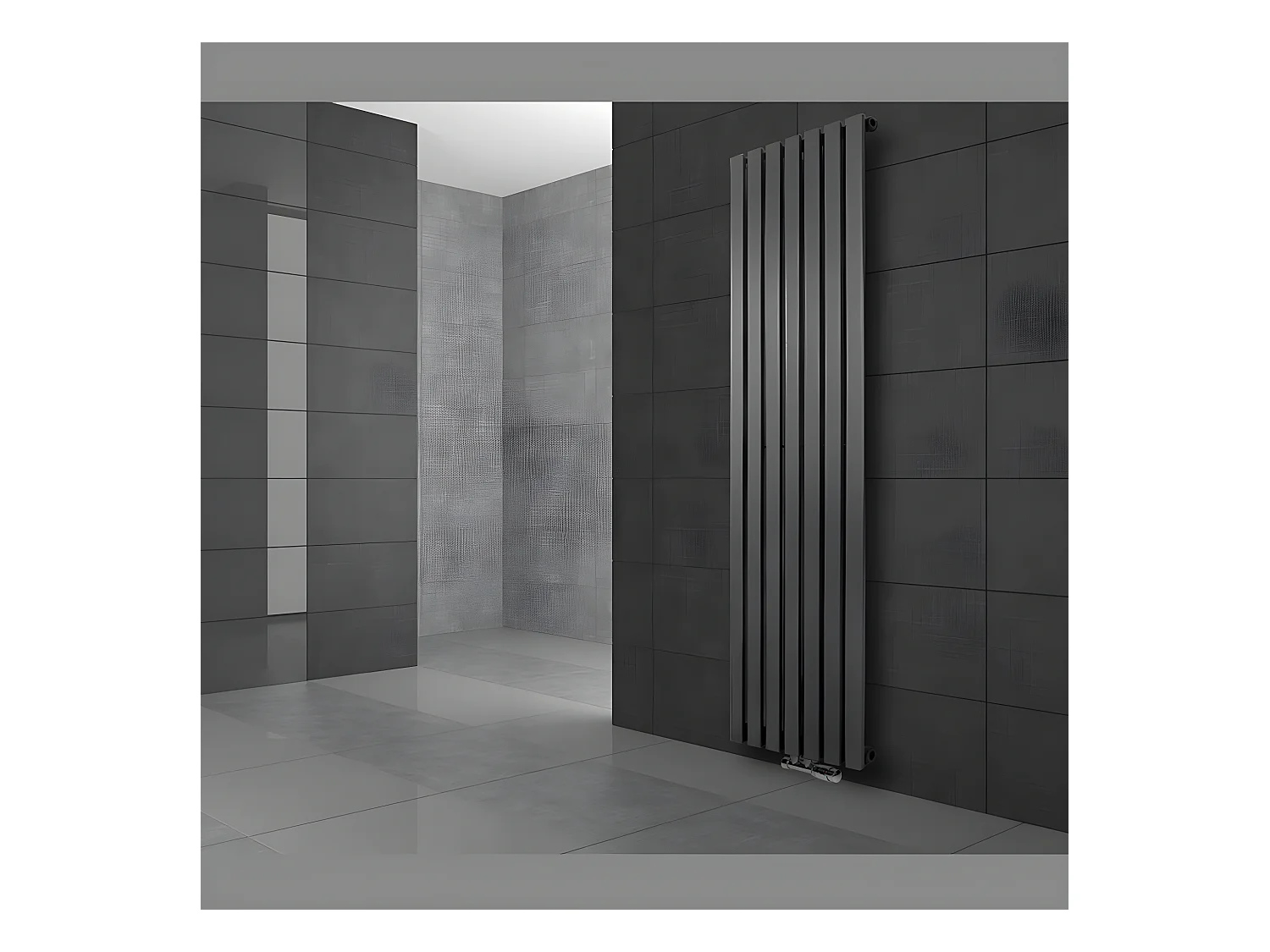 Radiateur de salle de bains Stella 370x1400 mm anthracite avec garniture de raccordement mural