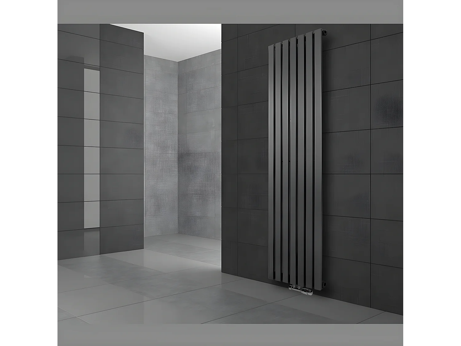 Radiateur de salle de bains Stella 370x1400 mm anthracite avec garniture de raccordement mural