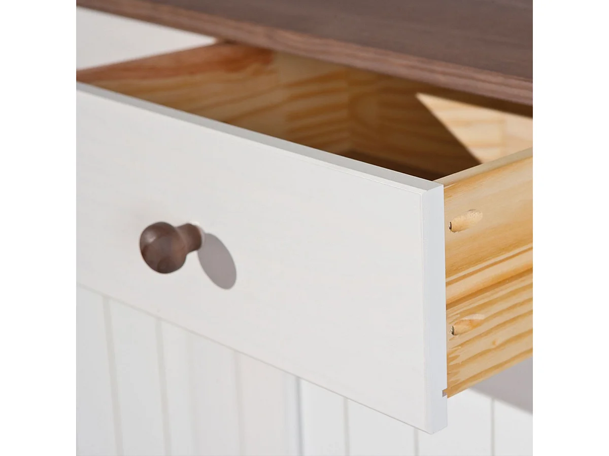 Bahut Bas 2 Portes "Takao" 90cm Blanc & Naturel