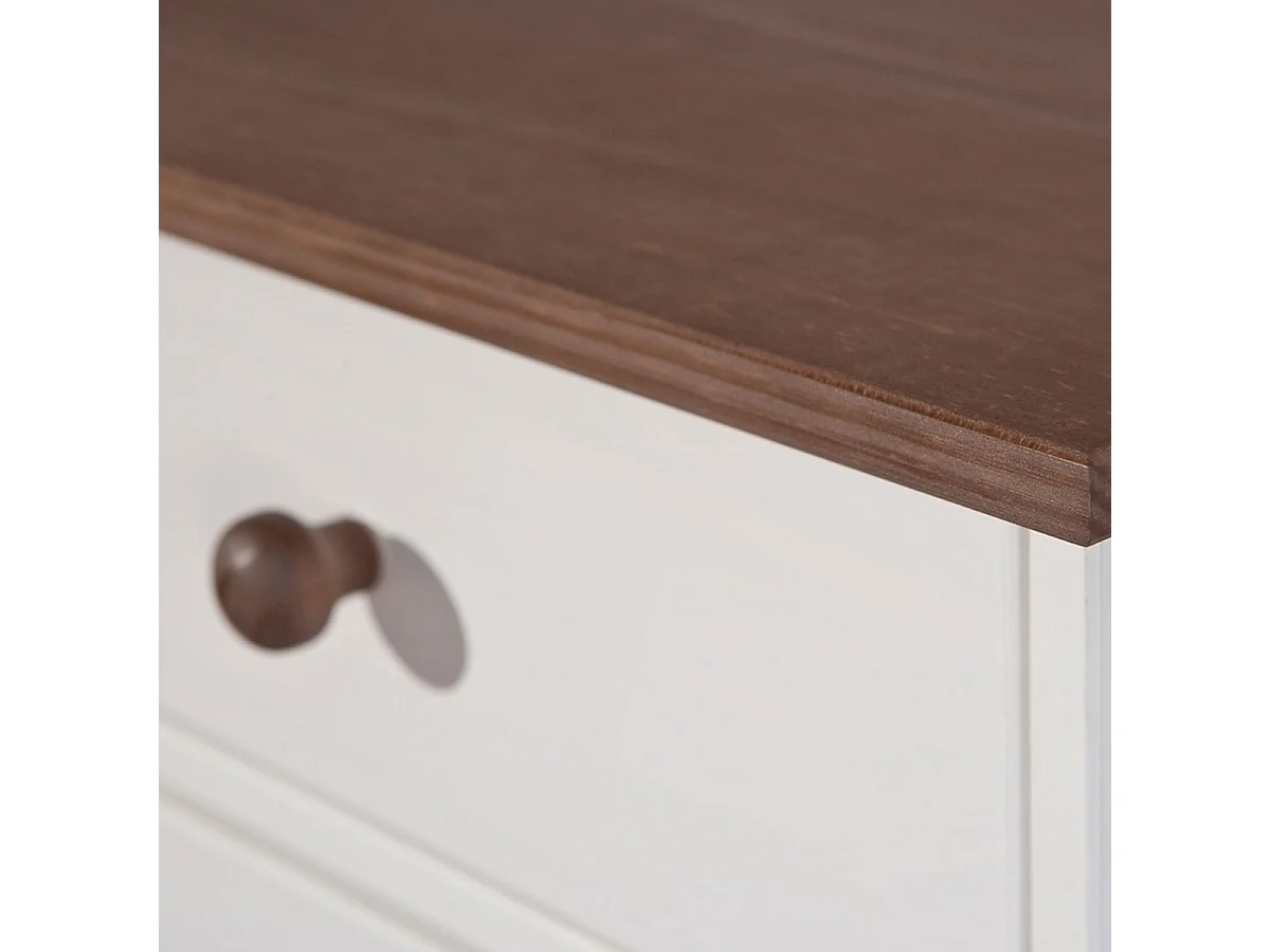 Bahut Bas 2 Portes "Takao" 90cm Blanc & Naturel