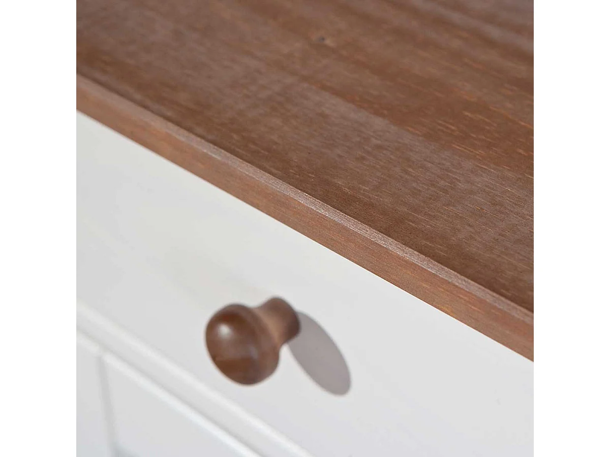 Buffet Bois 3 Portes "Takao" 130cm Blanc & Naturel