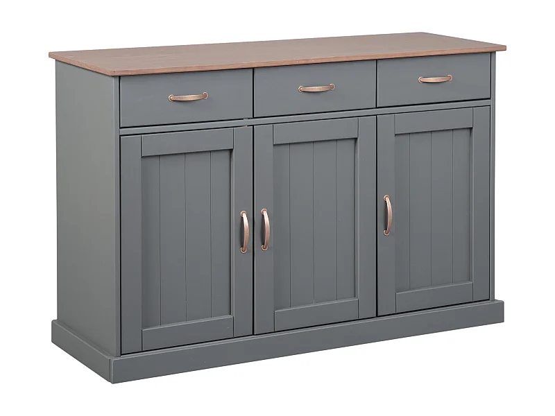 Buffet 3 Portes & 3 Tiroirs "Zernan" 131cm Gris