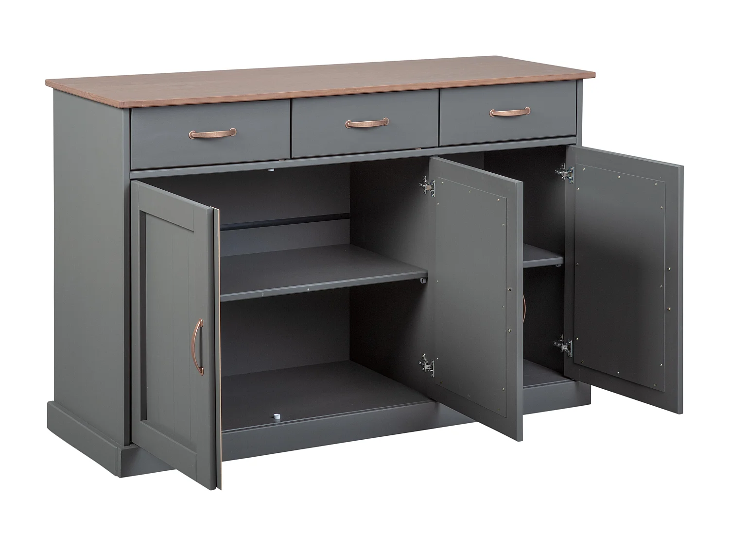 Luzerna dressoir met 3 deuren en 3 laden grijs, bruin.