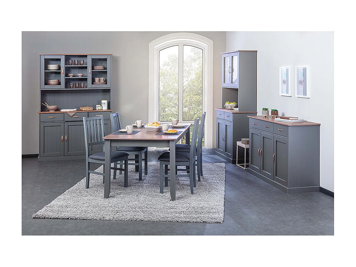 Luzerna dressoir met 3 deuren en 3 laden grijs, bruin.