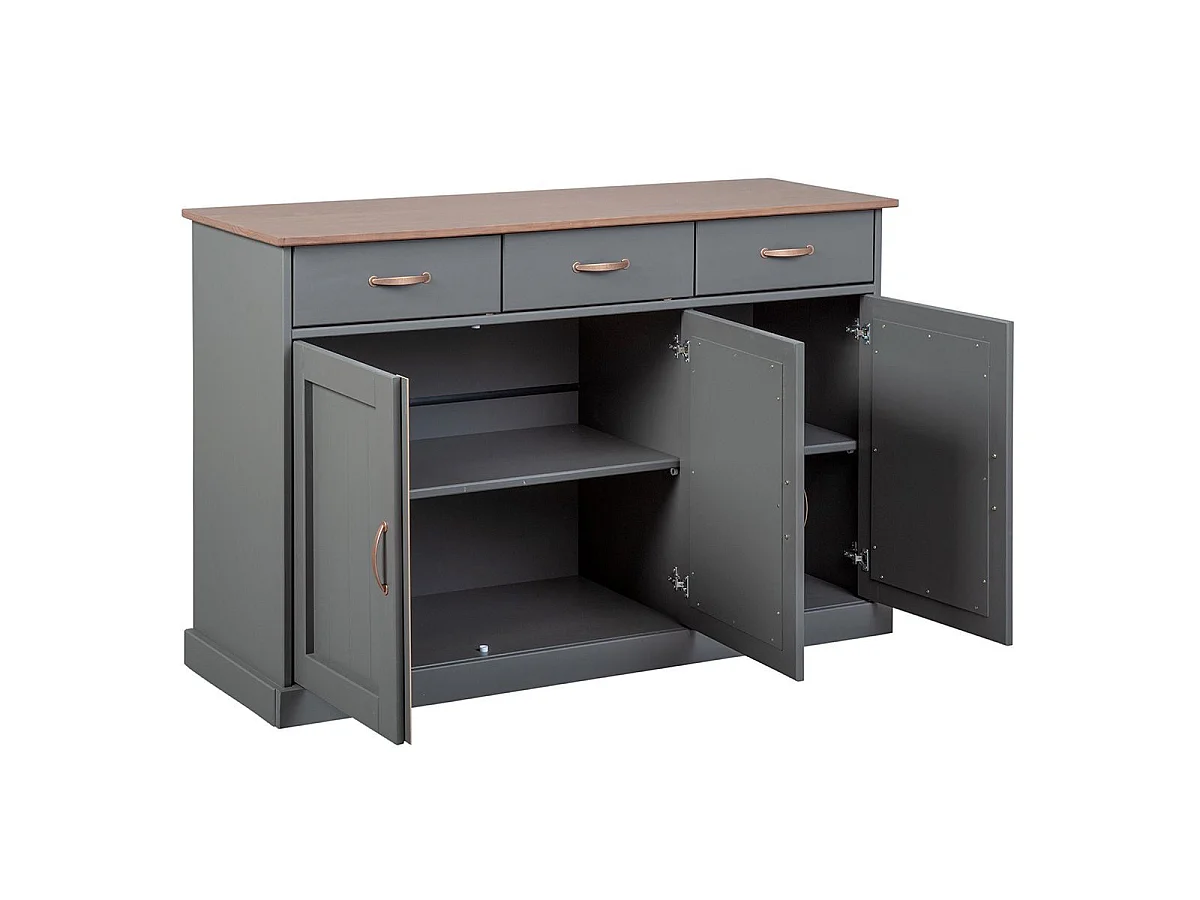 Buffet 3 Portes & 3 Tiroirs "Zernan" 131cm Gris
