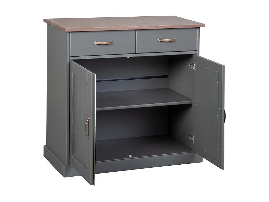 Luzerna Sideboard mit 2 Türen und 2 Schubladen Grau, Braun.