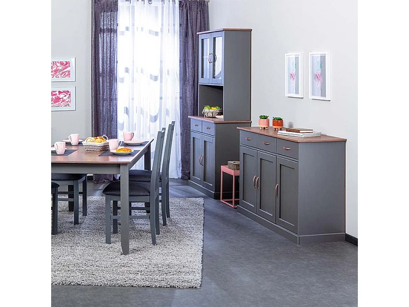 Luzerna Sideboard mit 2 Türen und 2 Schubladen Grau, Braun.