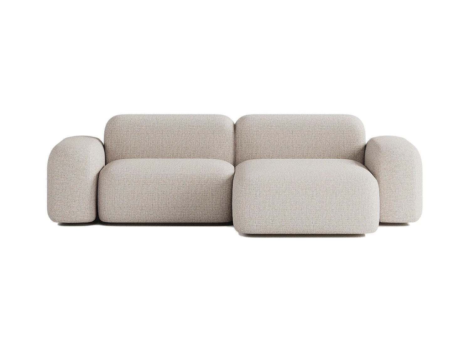 Divano Angolare Modulare Max a 3 Posti in Tessuto Beige