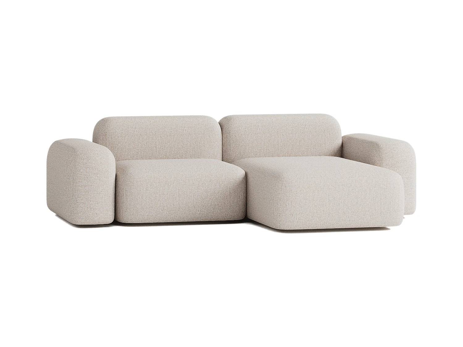 Divano Angolare Modulare Max a 3 Posti in Tessuto Beige
