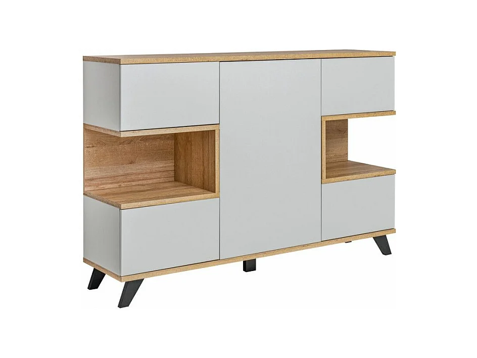 Buffet 3 Portes Design "Bogota" 160cm Gris & Naturel