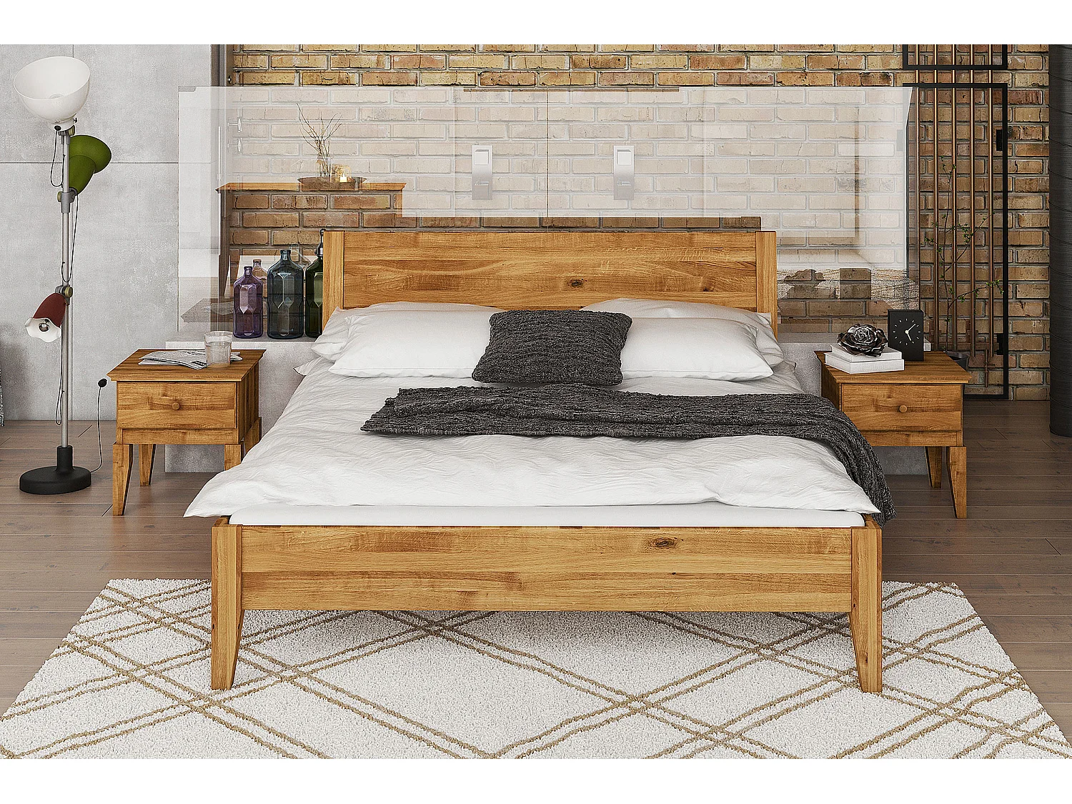 ELIAS 7 - Letto in legno massello 180 x 200 cm in rovere selvatico oliato